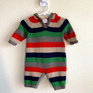 Hanna Andersson Striped Hooded Sweater Romper